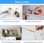 iFealClear 2 Pack Universal Brass Toilet Handle Replacement Kit, Side/Angle Mount Toilet Tank Flush Lever with Lock Nut, Fits Most Toilets, Chrome