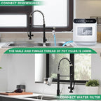 Pull Down Kitchen Faucet with Sprayer,Fapully Commercial Matte Black&Brushed Nickel Kitchen Sink Faucets