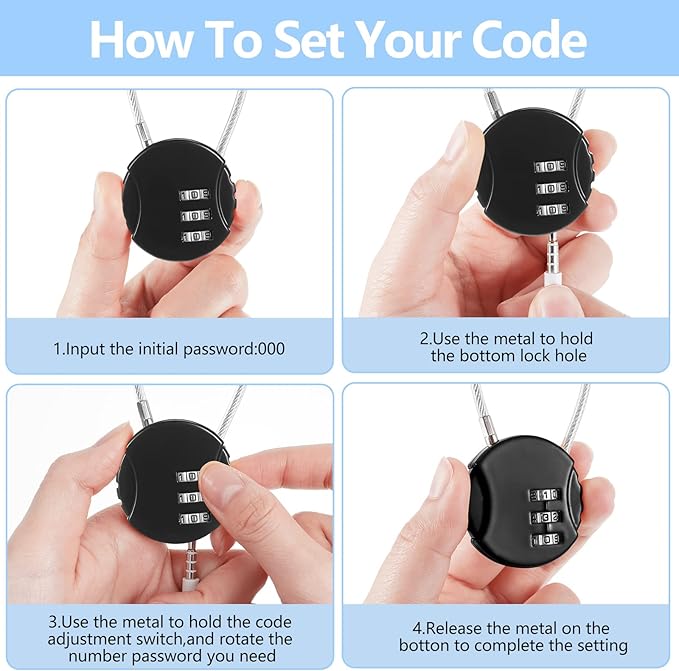 Therwen 36 Pcs Combination Lock 3 Digit Gym Waterproof Padlock Resettable Bag Luggage Gate Combination Lock Outdoor for School Fence Travel Toolbox Storage, Black