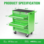 DNA MOTORING 7-Drawer Rolling Tools Chest, Rolling Tool Storage Cabinet, Heavy Duty Mechanic Tool Cart, Trolley Organizer for Garage, Warehouse, Workshop, Green, TOOLS-00399