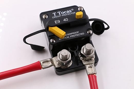 Double 3/8" Stud 40 Amp Thermal Circuit Breaker, Surface Mount, 12V - 72V DC UL Certified