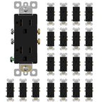 ELEGRP Glossy Black Decorator Electrical Wall Outlet Receptacle, 20A 125V Standard Outlets, 2 Pole 3 Wire, Non-Tamper Resistant, NEMA 5-20R, Self-Grounding Wall Outlet, UL Listed, 20 Pack