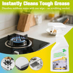 2-Pack Stainless Steel Cleaner Spray, Cleans & Polishes for Streak-Free Shine on Appliances, Range Hood, Sinks, Ovens, Refrigerators 33.8 Oz– Includes 2 Kitchen Sponges & 2 Mop Cloths, Lemon Scent