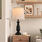 Terpsichore Lamps Set of 2 Modern Farmhouse Table Lamp Bedside Reading Lights Living Room End Lamps Bedroom Night Light,High 22.5 Inch,Matte Black,with Fabric Lamp Shade,Bulb Not Included