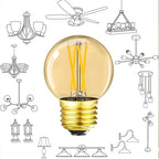 Leools G16.5 E26 led Bulb 4W Equal 40 watt Vintage LED Edison Bulb AC120V 400LM 2700K Amber Warm White Clear Dimmable LED Bulb for Ceiling Fan Light Bulbs,Appliance and Refrigerator Light Bulb 6Pcs