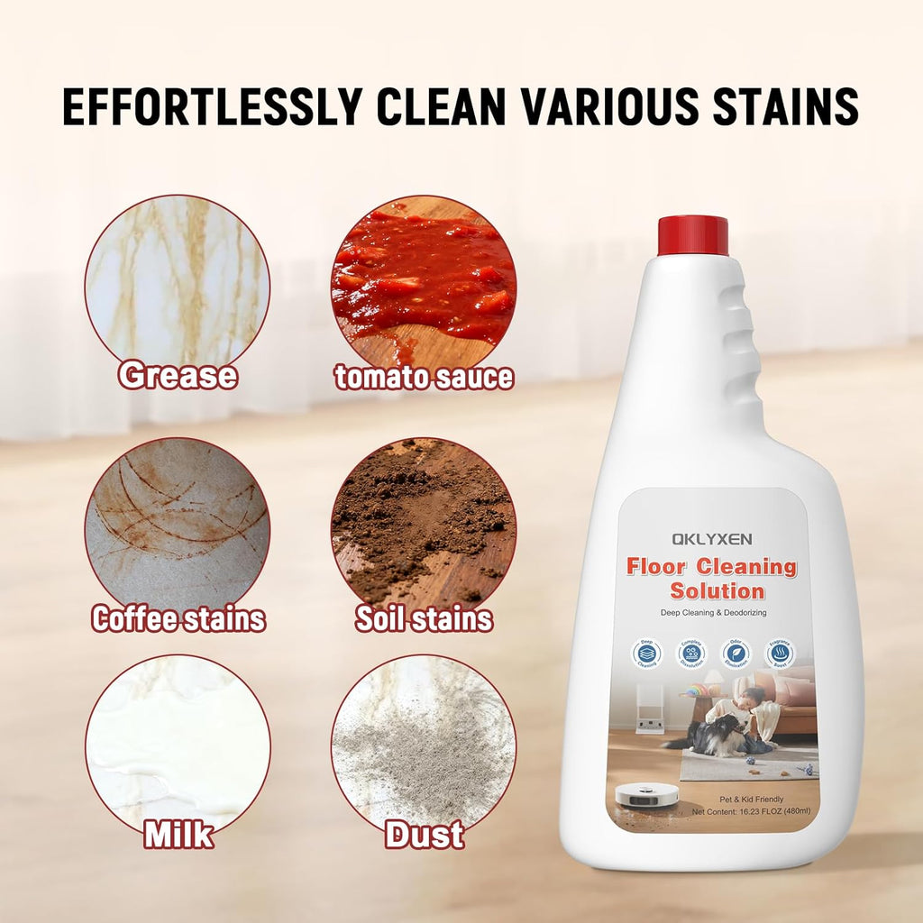 Floor Cleaning Solution Compatible With Roborock Robot Vacuum and Mop Cleaner (Qrevo/Q7/Q10/Saros 10R), Deep Cleans For Multiple Hard Floor, Suitable for All Robot Vacuum With Mopping (Original)