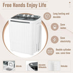 Bonusall Portable Washing Machine， 16 lbs Mini Washer and Spin Dryer Combo, Built-in Gravity Drain,Compact Laundry Washer with Drain Pump & Timer Control for Apartments, Dorms, RVs-Gray