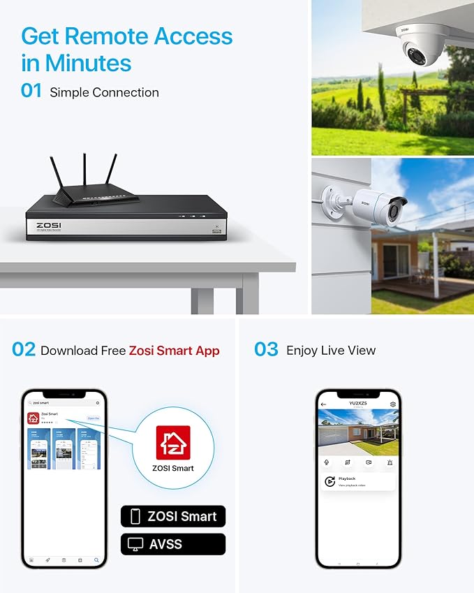 ZOSI Full 1080p 16 Channel Home Security Camera System with AI Human Vehicle Detect, 8 x 1080p Weatherproof CCTV Bullet Dome Camera Outdoor, H.265+ 16CH DVR with 2TB HDD, Night Vision, Alert Push