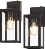 GRUENLICH Dusk to Dawn Large Outdoor Wall Lantern, Wall Sconce as Porch Lighting Fixture, E26 Base Max 60W, Metal Housing with Glass Shade (Oil Rubbed Bronze, 2-Pack)