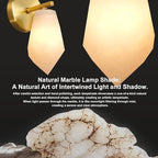 Alabaster Wall Sconces, Spanish Marble Wall Lamp, Modern Wall Sconce for Living Room, Hardwired Wall Lighting for Bedroom, Wall Light for Bathroom Hallway Stairs, Gold