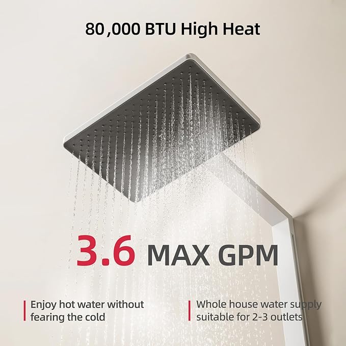 MIZUDO Tankless Water Heater Propane Indoor, Max 3.6 GPM 80,000 BTU CSA Certified 3/4" NPT On Demand Instant Hot Water Heater for 2-3 Fixtures Whole Family or Apartment Use