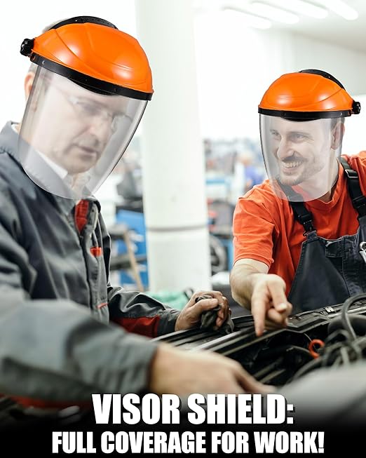 8 Pack Safety Face Shield for Grinding and Cutting, Full Impact Resistant Face Shield Mask for Work Chemical Woodworking (Orange)