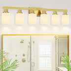 6 Light Gold Bathroom Vanity Light, Gold Bathroom Light Fixtures, 38" Modern Brushed Gold Vanity Lighting Fixtures for Bathroom Over Mirror, Gold Sconces Wall Lighting for Bedroom Living Room