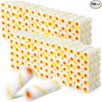 Leumoi 500 Pcs 4 Inch Paint Roller Mini Rollers Covers 1/2" Nap Microfiber Roll Covers Bulk, Small Home Repair Tools Refills House Painting Supplies Household for DIY(Yellow)