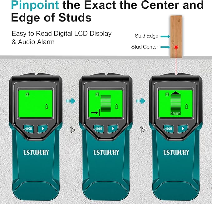 Stud Finder - 5 in 1 Electronic Stud Finder Wall Scanner, Stud Sensor with Digital LCD Display & Intelligent Smart Chip, Beam Finders Wall Detector for Wood AC Wire Metal Studs Joist (‎Peacock Blue)