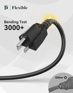 PLUGTUL 15FT Outdoor Extension Cord with Multiple Outlets, 14 Gauge, 3-Outlet, SJTW, 15A 14AWG 1875W SJTW, ETL Listed - Great for Garage, Garden and Home, Black