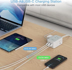 TESSAN Small Flat Plug Power Strip, Ultra Thin Extension Cord with 3 USB Wall Charger (1 USB C), 3 Outlets Mini Charging Station, 5 ft Slim Plug for Cruise Travel Office School Dorm Room Essentials