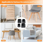 Ezprotekt 8 Pcs Extra Large Square Chair Leg Floor Protectors, Silicone Felt Furniture Pads for Hardwood Floor, Dining Table Bar Stool Leg Protectors Leg Cups Covers (XL Fit: 1.5" - 2", Black)