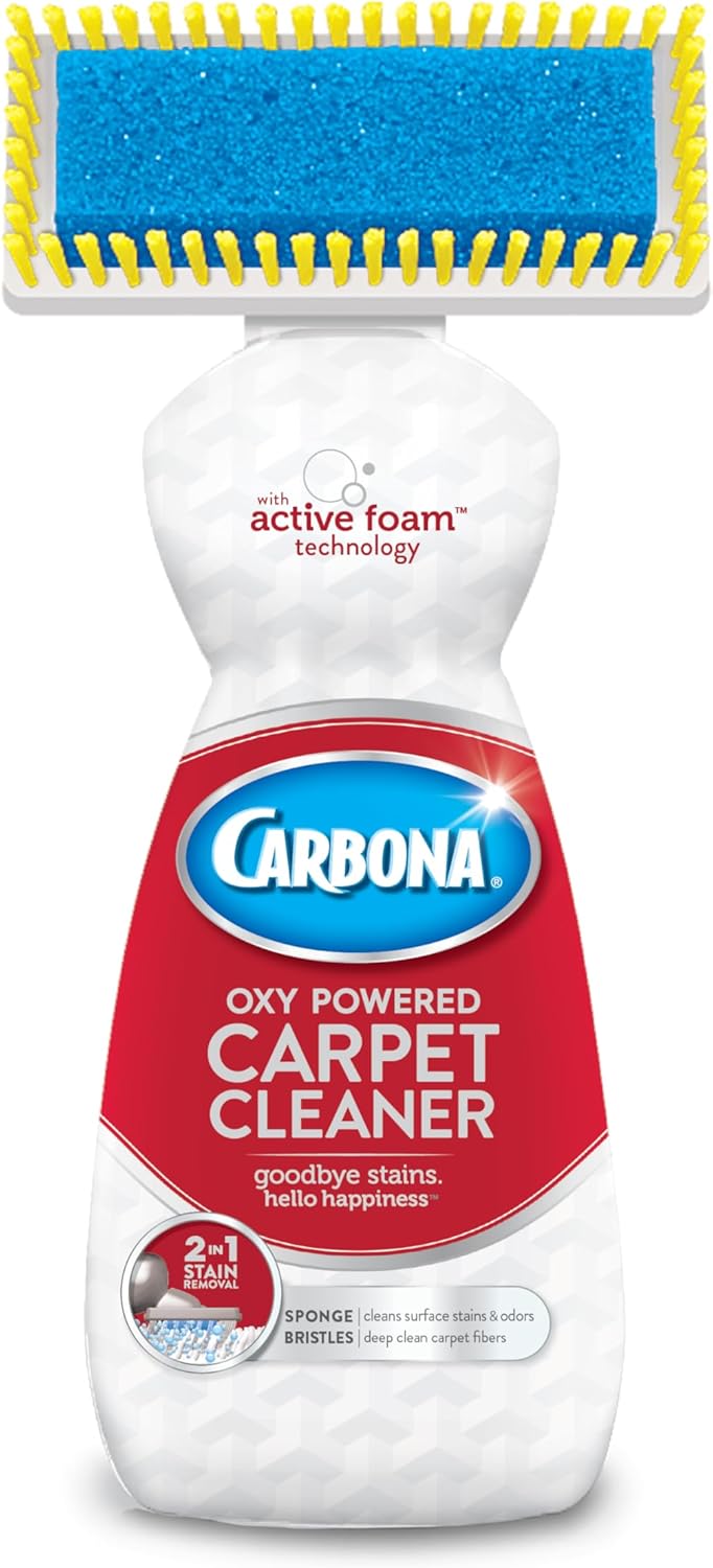 Carbona Carpet Cleaner with Brush | Oxy-Powered Foam for Spot Stain Removal | 13.5 Fl Oz