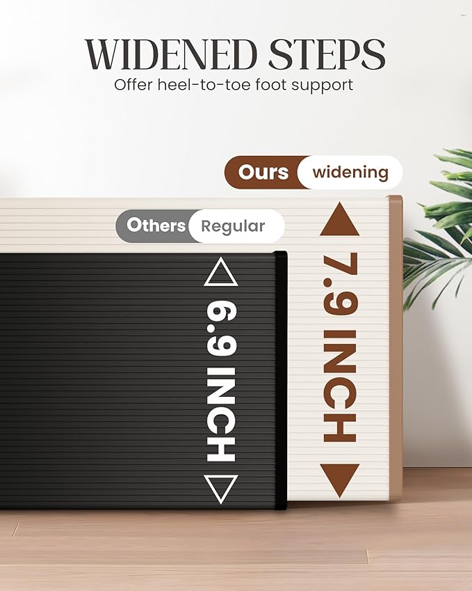 GameGem 4 Step Ladder, Aluminum Folding Step Stool with Anti-Slip Sturdy and Wide Pedal, Lightweight Portable Stepladder for Home and Kitchen Use Space Saving, 330 lbs, Chocolate White