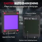 ARCCAPTAIN 3.94"X3.66" Welding Helmet Auto Darkening, 1/1/1/1 Top Optical Clarity Large Viewing Screen Solar Power Welding Hood with 4 Arc Sensor, Wide Shade 4-5/5-9/9-13 for TIG MIG ARC Welding CUT