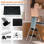 2 Step Ladder,Aluminum Ultra Thin Folding Step Stool,400 Lbs Capacity with Anti-Slip Sturdy and Wide Pedal,Closet Step Ladder for Home,Kitchen and Office,Space Saving (Silvery White, 2-Step)