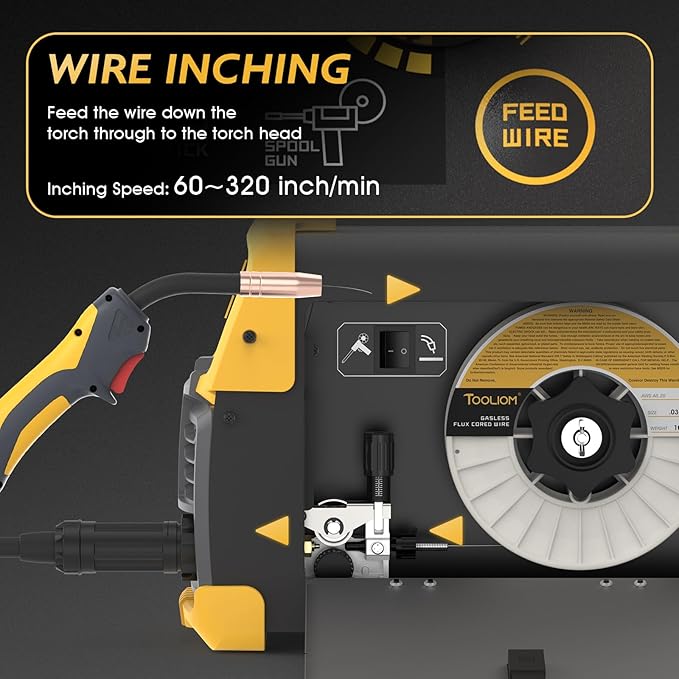 TOOLIOM Aluminum MIG Welder with Pulse 250A 110V/220V Dual Voltage 4 in 1 Multifunctional Welding Machine Gas/Gasless Flux MIG/Lift TIG/Stick with Spool Gun Compatible