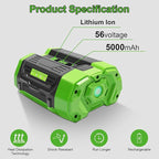 56V 5.0Ah Battery Compatible for 56V EGO Battery BA2800T BA2800 BA4200 BA1400 Compatible with EGO 56-Volt CS1604 CS1804 Power Cordless Tools(Not Made in EGO