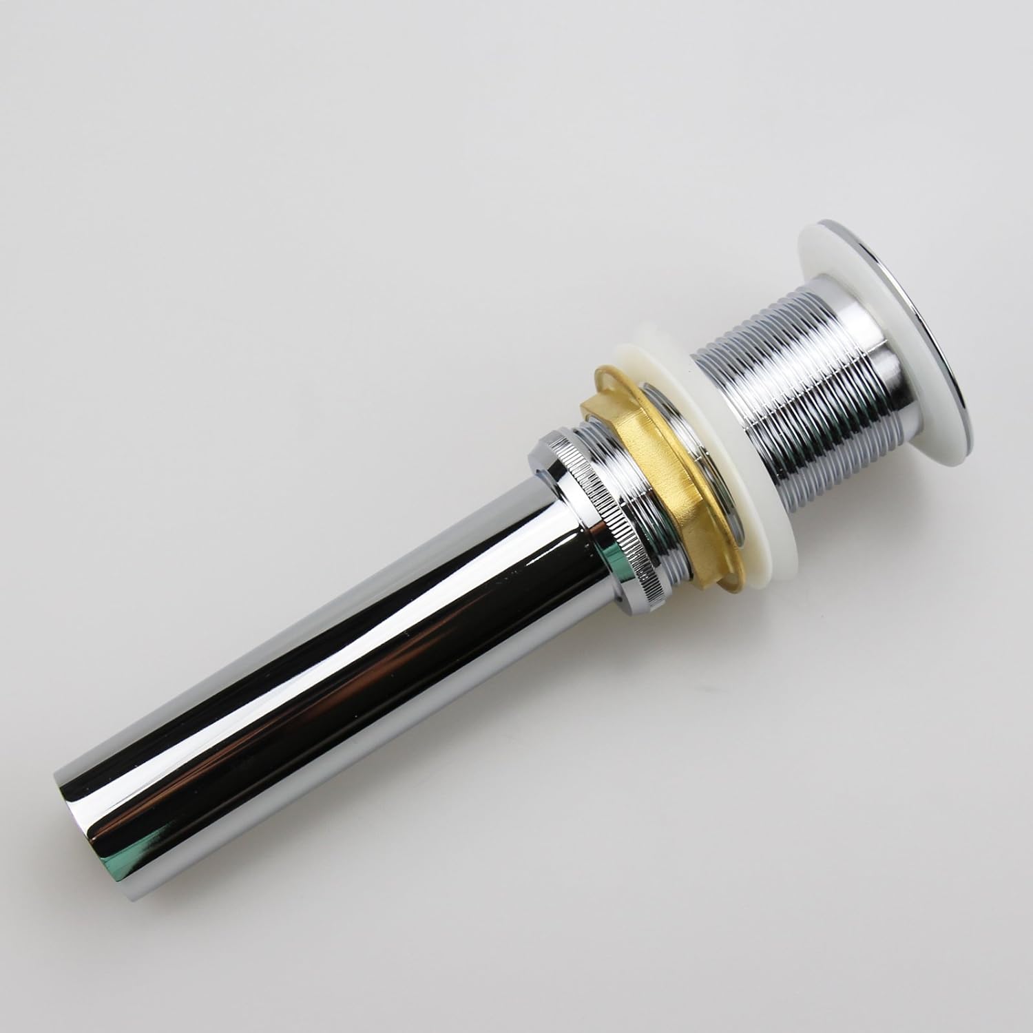 Polished Chrome Pop Up Sink Drain without Overflow, Bathroom Faucet Vessel Vanity Sink Drain Stopper