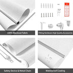 ALLBRIGHT 100% Blackout Roller Blinds Woven Shades with Striped Jacquard, Cordless Window Shades, UV Protection Fabric, Easy-Install for Indoor Home & Office, White Old, 24" W x 72" H