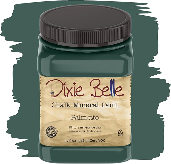 Dixie Belle Paint Company Chalk Finish Furniture Paint - Palmetto (32oz) - Matte Rich Green Chic Chalk Mineral DIY Furniture Paint