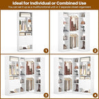 Corner Closet System with 2 Sets, 63.2" Corner Closet Organizer System with 2 Drawers + 18 Shelves + 3 Hanging Rods, Reversible L Shaped Walk-in Closets, White (63.2" L x 39.2" W x 80" H)