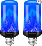 Flame Light Bulbs, 4 Modes LED Flame Effect Light Bulb, E26 Base Flickering Light Bulb with Gravity Sensor,Flickering Light Bulbs Halloween Home Party (Blue-2 Pack)