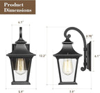 Emliviar Outdoor Wall Lights 2 Pack - Exterior Porch Lights Wall Mount in Black Finish with Clear Glass, XE219B-2PK BK