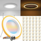 Sunco 6 Inch LED Indoor Home Area Recessed Lighting with Night Light, Selectable CCT 2700K/3000K/4000K/5000K/6000K 13W Dimmable Can Lights, 1200 Lumens, Damp Rated, Retrofit Installation 48 Pack