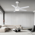 52 Inch Modern Ceiling Fan Light with Remote Control, Reversible DC Motor, Stepless Dimmable, Noiseless Modern Ceiling Fan for Indoor Use, White