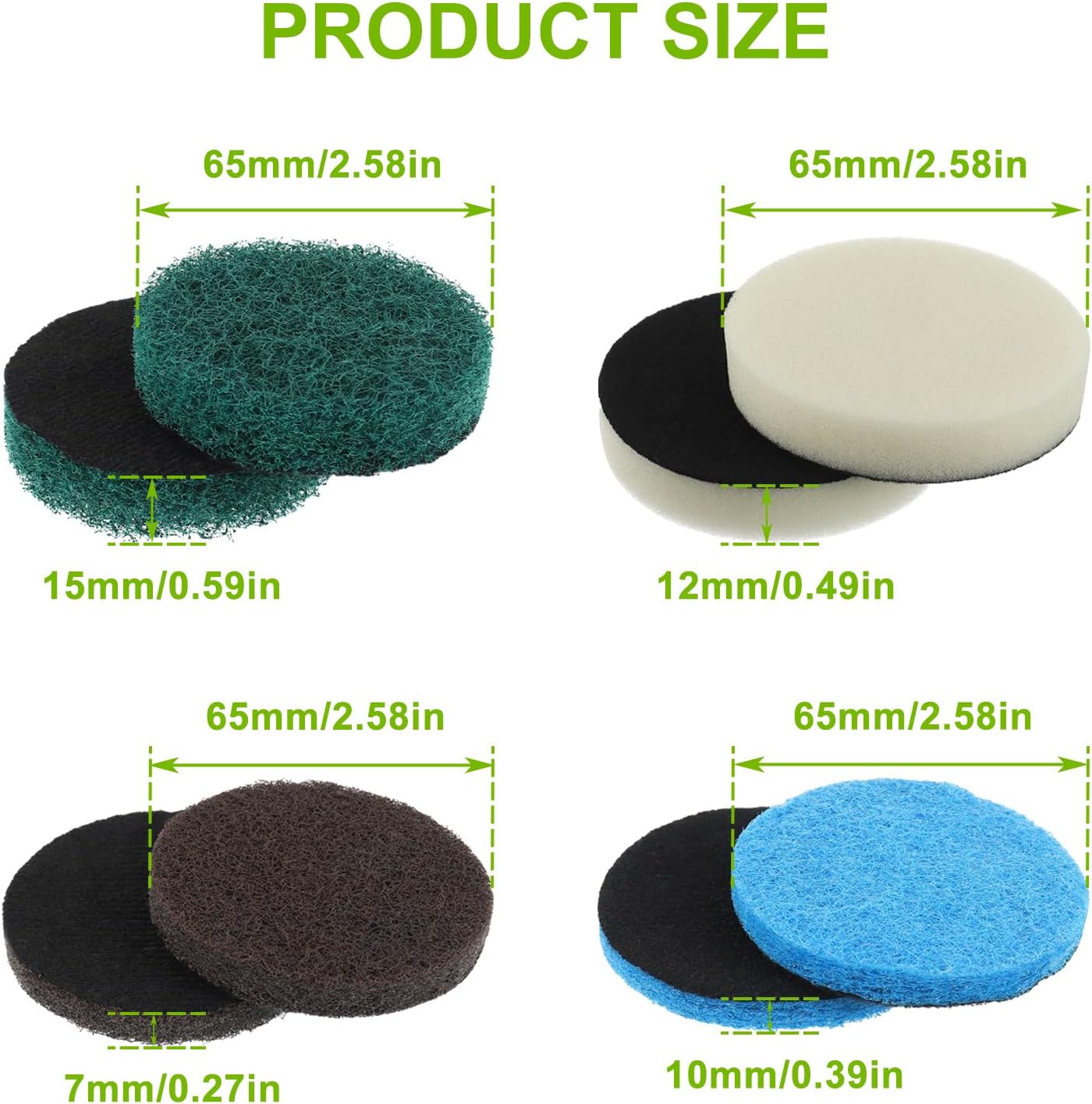 16pcs Electric Cleaning Brush Pad Set 4 Foam Pads 4 Kitchen Mats 4 Performance Pads 4 Microfibre Pads fit for Dremel Versa Cleaning Brush