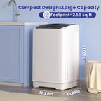 BANGSON 1.31cu.ft Portable Washing Machine, Full-Automatic Washing Machine with 8 Programs 6 Water Levels, Drain Pump and LED Display, Compact Washer for Apartments, RVs, Homes, White