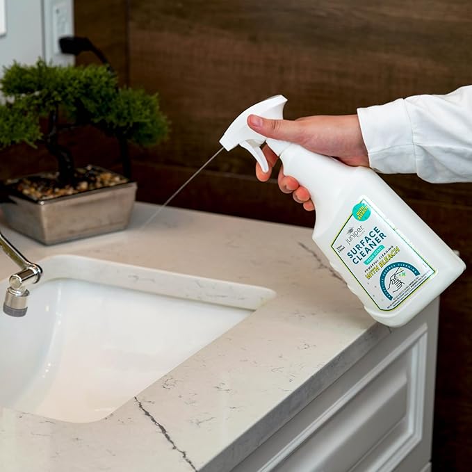 Juniper, Surface Cleaner With Bleach, All-Purpose Cleaner for Bathroom, Kitchen, Toilet, 25 Fl. Oz Trigger Spray Bottle, (Pack of 12), Total 300 Ounce