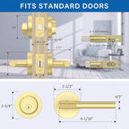 Amerdeco Front Door Lock Set with Double Cylinder Deadbolt, Exterior Entry Door Lever, Heavy Duty Entry Door Locksets for Left or Right Hand Exterior Door（Brushed Gold 1 Pack）