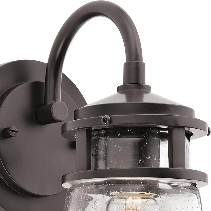 Kichler Lyndon 11.25" Wall Sconce in Architectural Bronze, 1-Light Indoor Outdoor Wall Light with Clear Seeded, (11.25" H x 5" W), 49444AZ