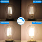 Energetic Dimmable LED Filament Light Bulbs, 8W, 60 Watt Equivalent, Warm White 3000K, Classic Clear Glass, A19 LED Light Bulb, 6 Pack