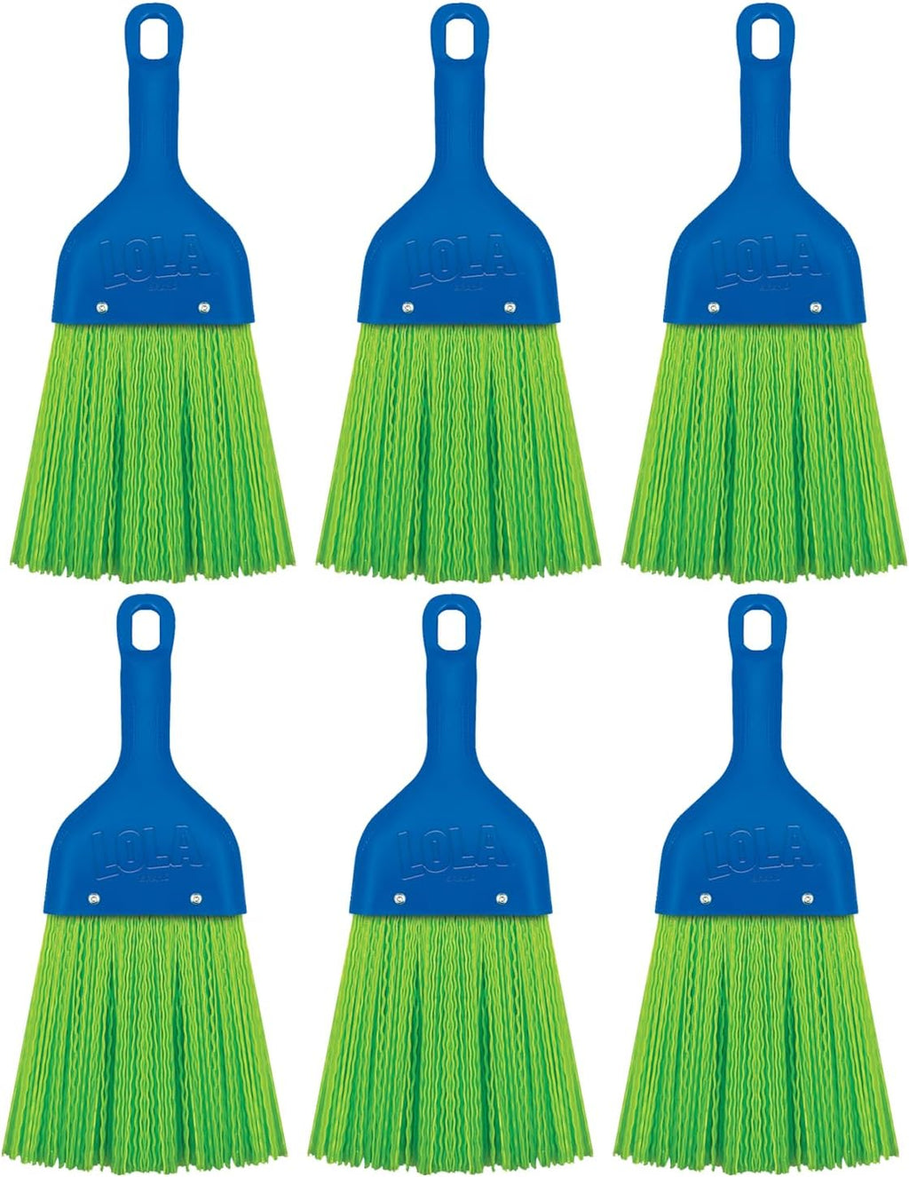 LOLA Whisk Broom, Hand Brush, 6 Pack Durable Bristles, Whisks Away Dirt & Debris, Compact, Hang Hole for Easy Storage, Indoor/Outdoor