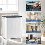 Sportpulse Portable Washing Machine with Time Control, Mini Twin Tub 32lbs Capacity Laundry, 20lbs Washer & 12lbs Spinner, ideal for Camping, Apartments, RV (Black, 32lbs)