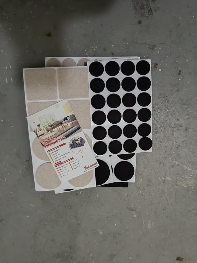 Yelanon Felt Furniture Pads for Hardwood Floors -216 Pcs Premium Felt Pads for Chair Legs, Floor Protectors for Furniture, Beige & Brown