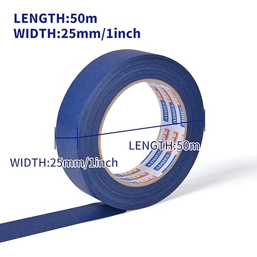 ADHES Blue Painters Tape 1 Inch, Masking Tape for Painting 6 Rolls x 1 Inch x 55 Yards, Blue Paint Tape No Residue Outdoor Anti UV Multi Surface Use, Total 330 Yards