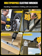 MIKKUPPA 800N.m (600Ft-lbs) Cordless Impact Wrench - 1/2 Power High Torque Battery Impact Gun, 2x 4.0Ah Battery, Fast Charger, 4 Sockets, 6 Screws Impact Gun for Wheel Lug Nuts