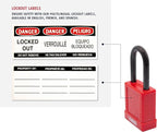 ABUS Red Pack of 10 Lockout Tagout Premium Solid Body Safety Padlock Set - OSHA Compliant Loto Locks Insulated Against Electric Shock, Keyed Different, 1 Key Per Lock