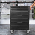 7-Drawer Rolling Tool Chest w/Drawers & Lock, Tool Storage Cabinet with Lockable Wheels, Top Cushion & Drawer Liners, Tool Organizer Box for Garage, Warehouse & Repair Sho