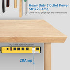 CCCEI Heavy Duty Power Strip Surge Protector 20 Amp, High Amp Industrial Shop Garage Metal Multiple Outlets, 4 FT 12 Gauge 5-15P Extension Cord 6 Outlet 6-20R T-Slot 20a for Appliance, Yellow.